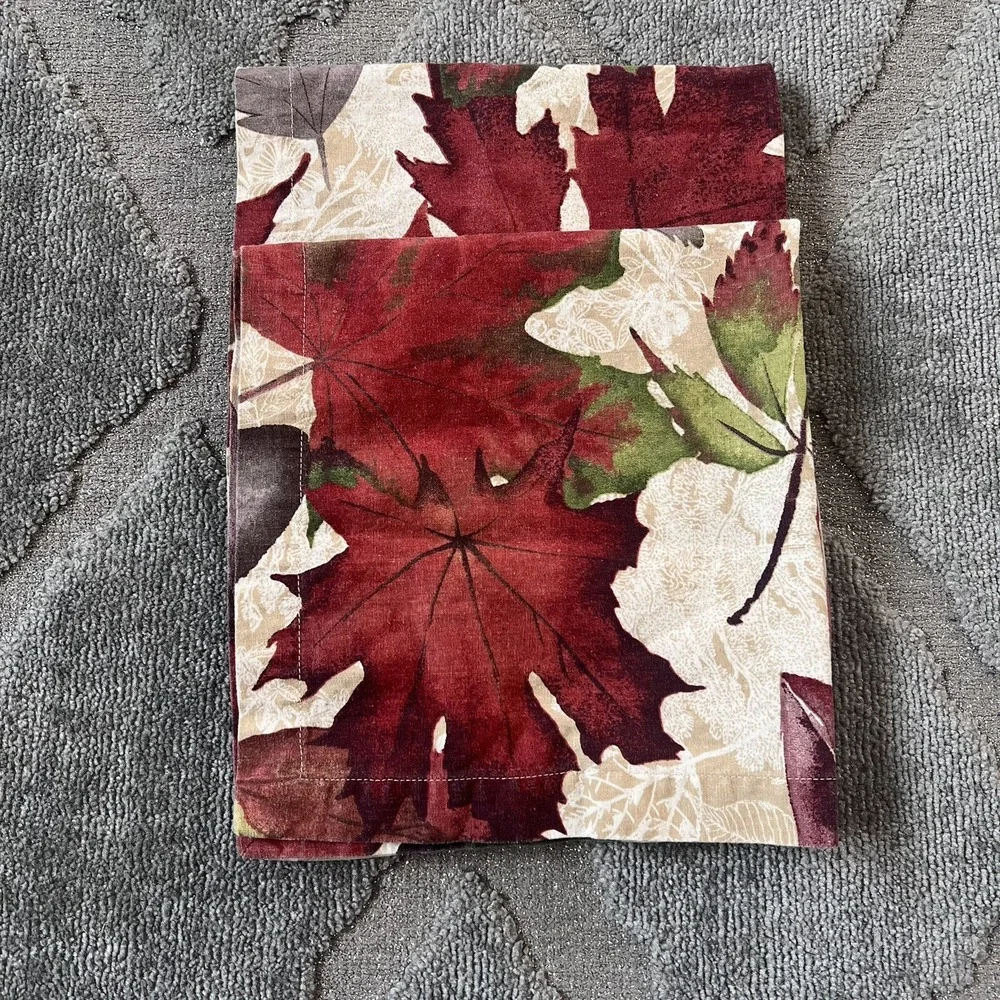 Pottery Barn Linen Blend Napkins Set Of 2‎ Floral Fall Leaves Preloved